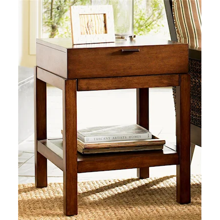 Lamp Table with Leather Shelf